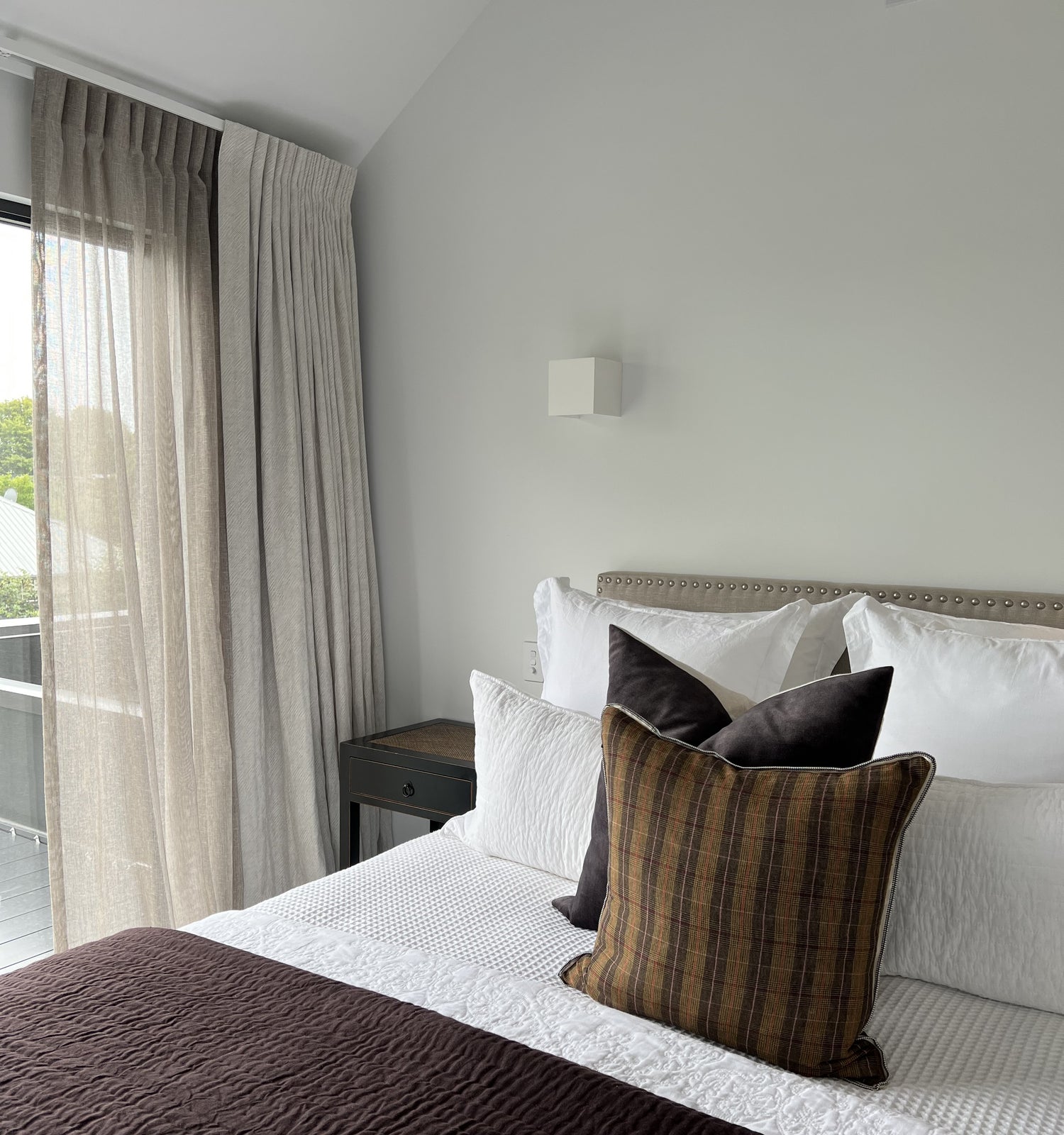 double track curtains in bedroom