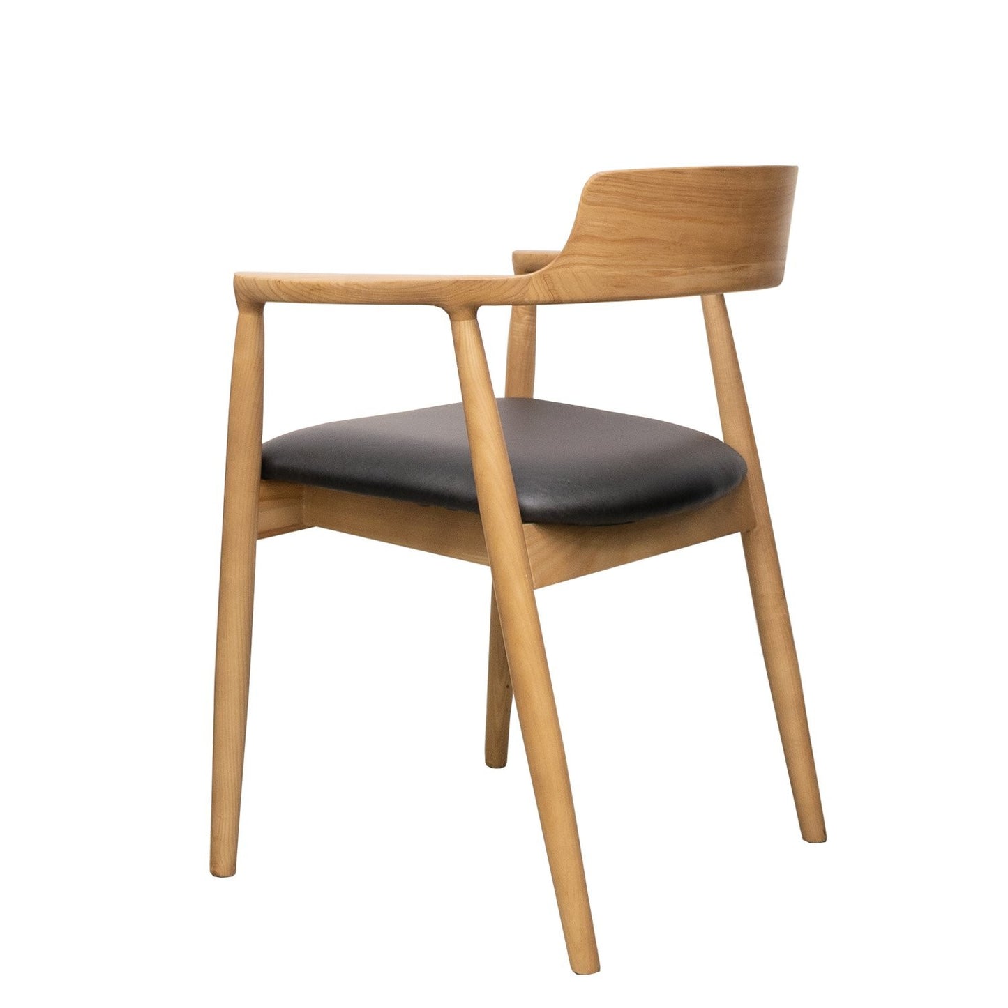 EALING DINING CHAIR NATURAL FRAME, BLACK LEATHER