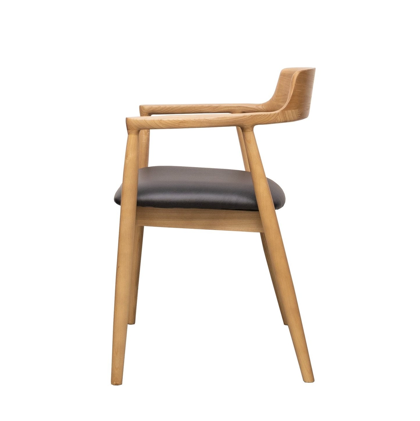 EALING DINING CHAIR NATURAL FRAME, BLACK LEATHER