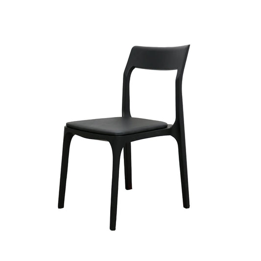 COOPER STACKABLE DINING CHAIR - BLACK LEATHER