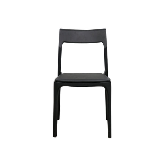 COOPER STACKABLE DINING CHAIR - BLACK LEATHER