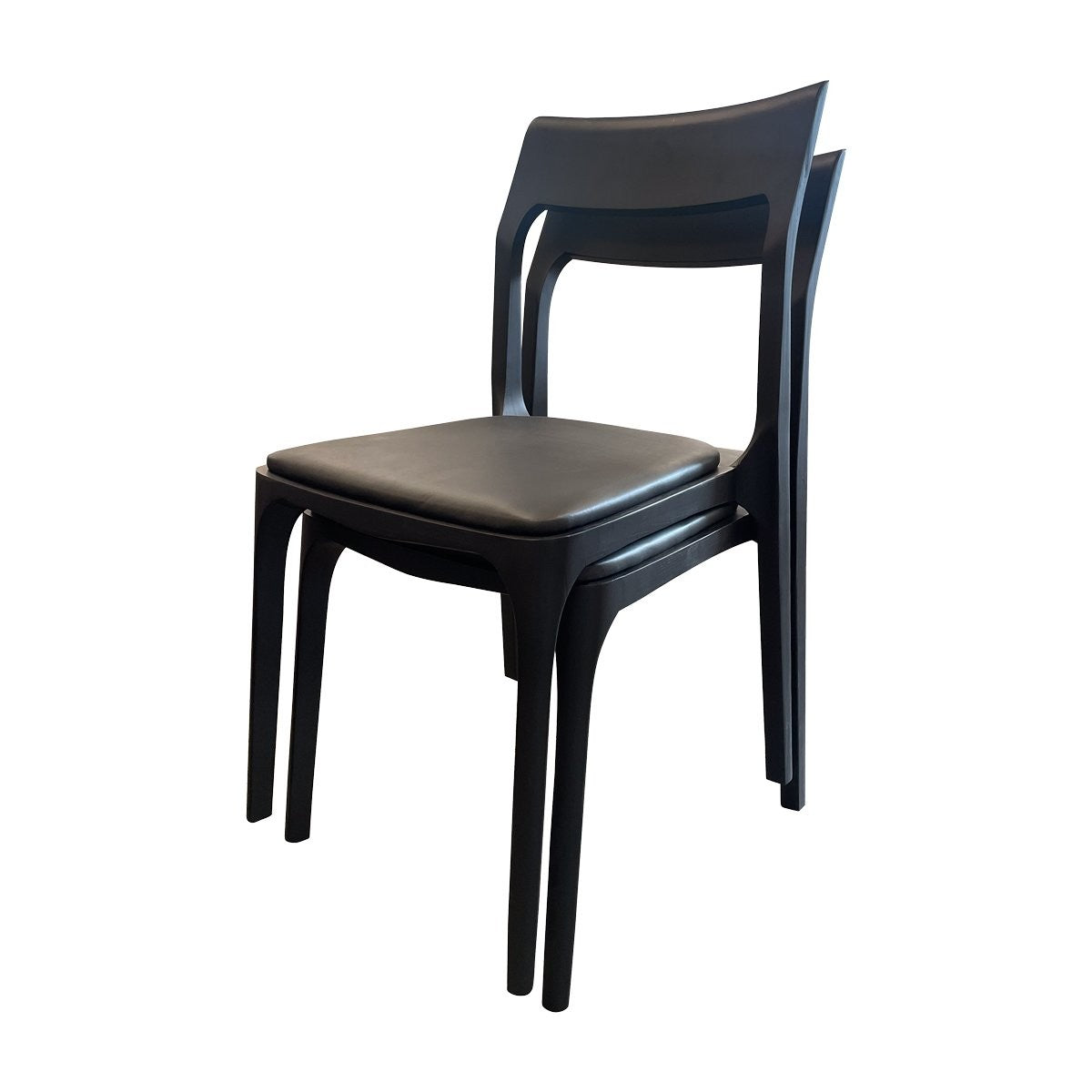 COOPER STACKABLE DINING CHAIR - BLACK LEATHER