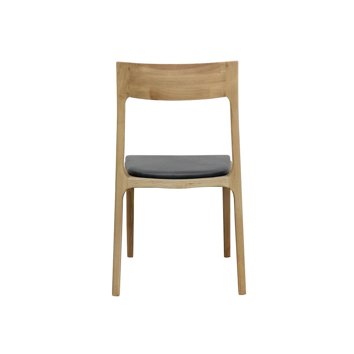 COOPER STACKABLE DINING CHAIR - NATURAL FRAME / BLACK LEATHER