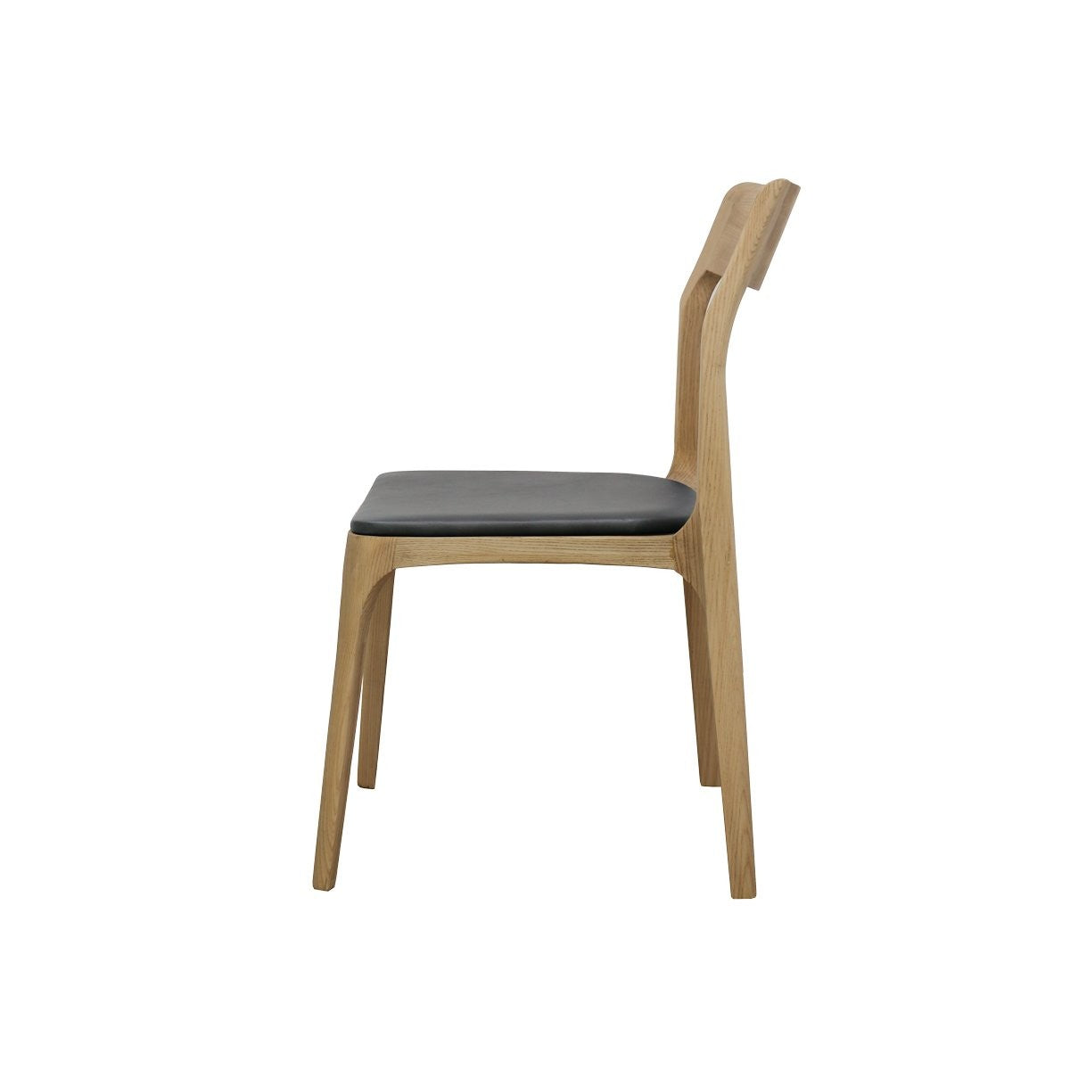 COOPER STACKABLE DINING CHAIR - NATURAL FRAME / BLACK LEATHER