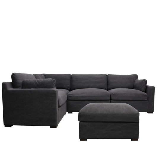 LISBON 5 PIECE MODULAR SOFA RELAXED- BLACK