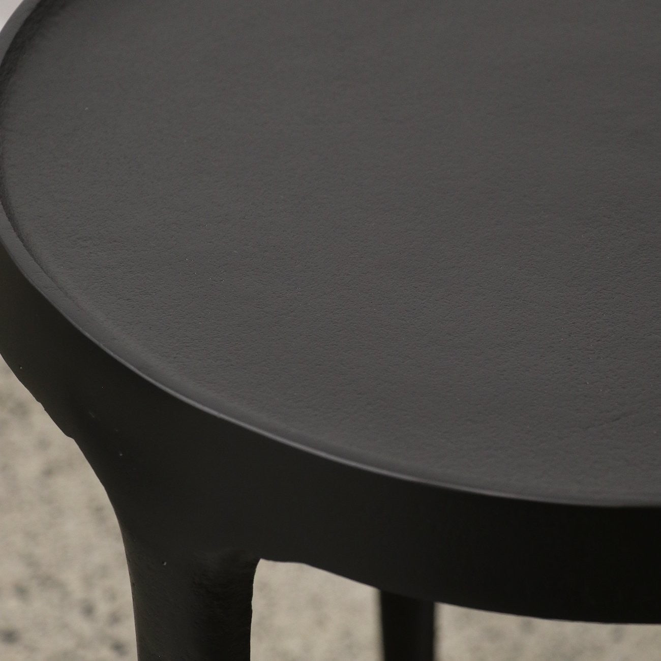 side table metal black close up