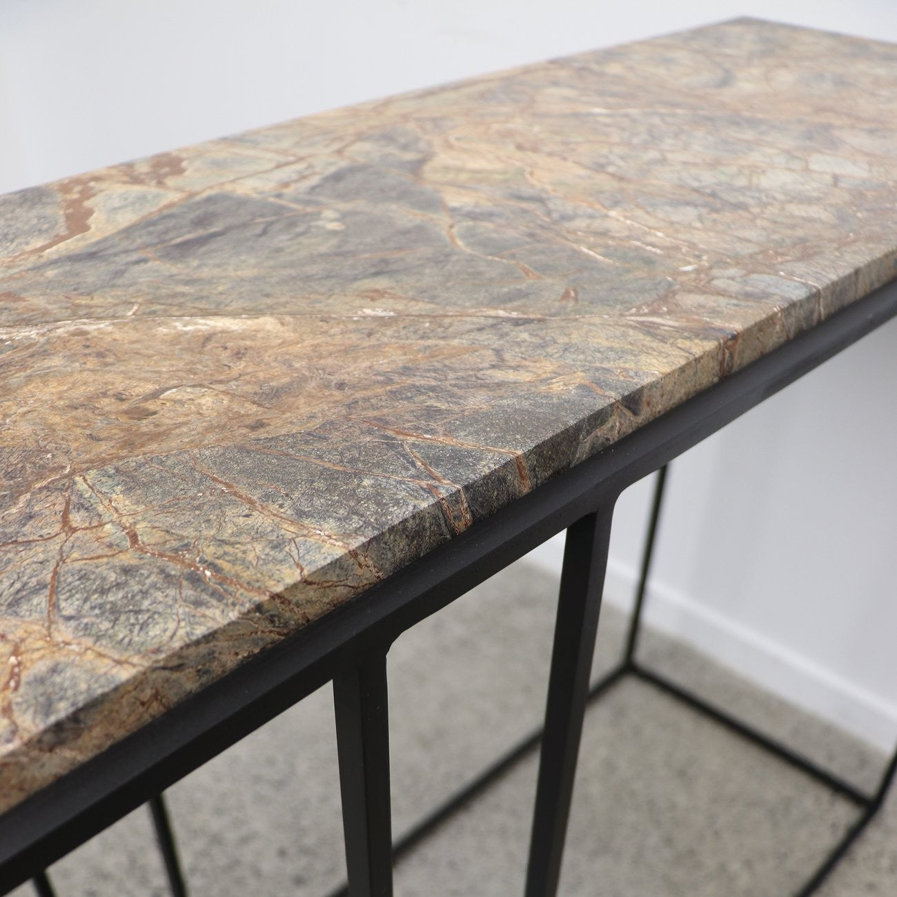 marble top console close up