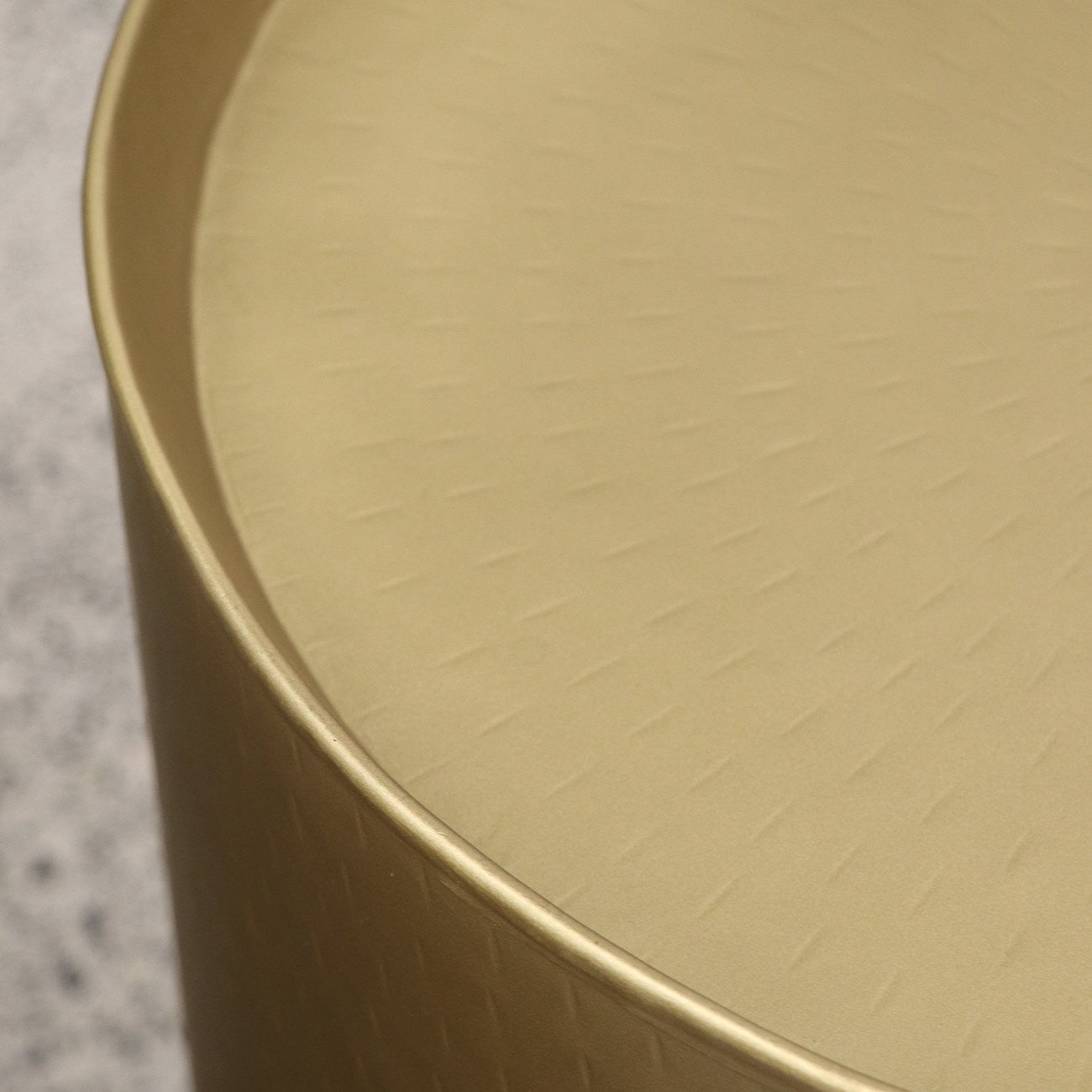 close up brass side table