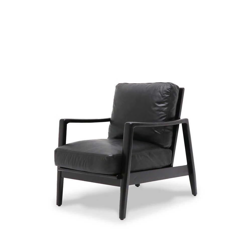 marmchair side view black leather