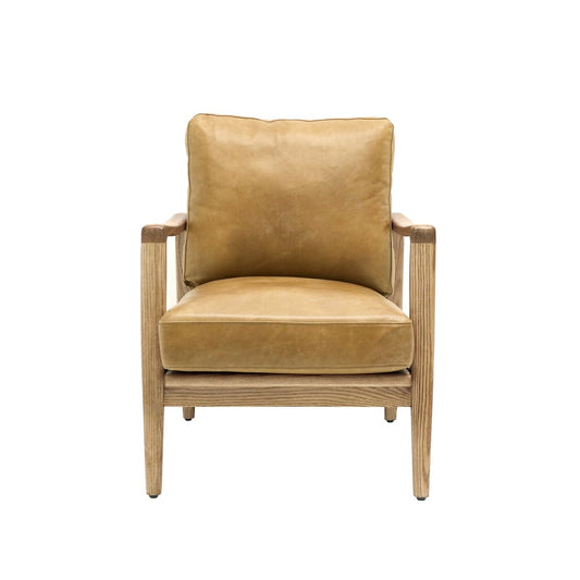 REID ARMCHAIR - TAN LEATHER 680x920x860mm