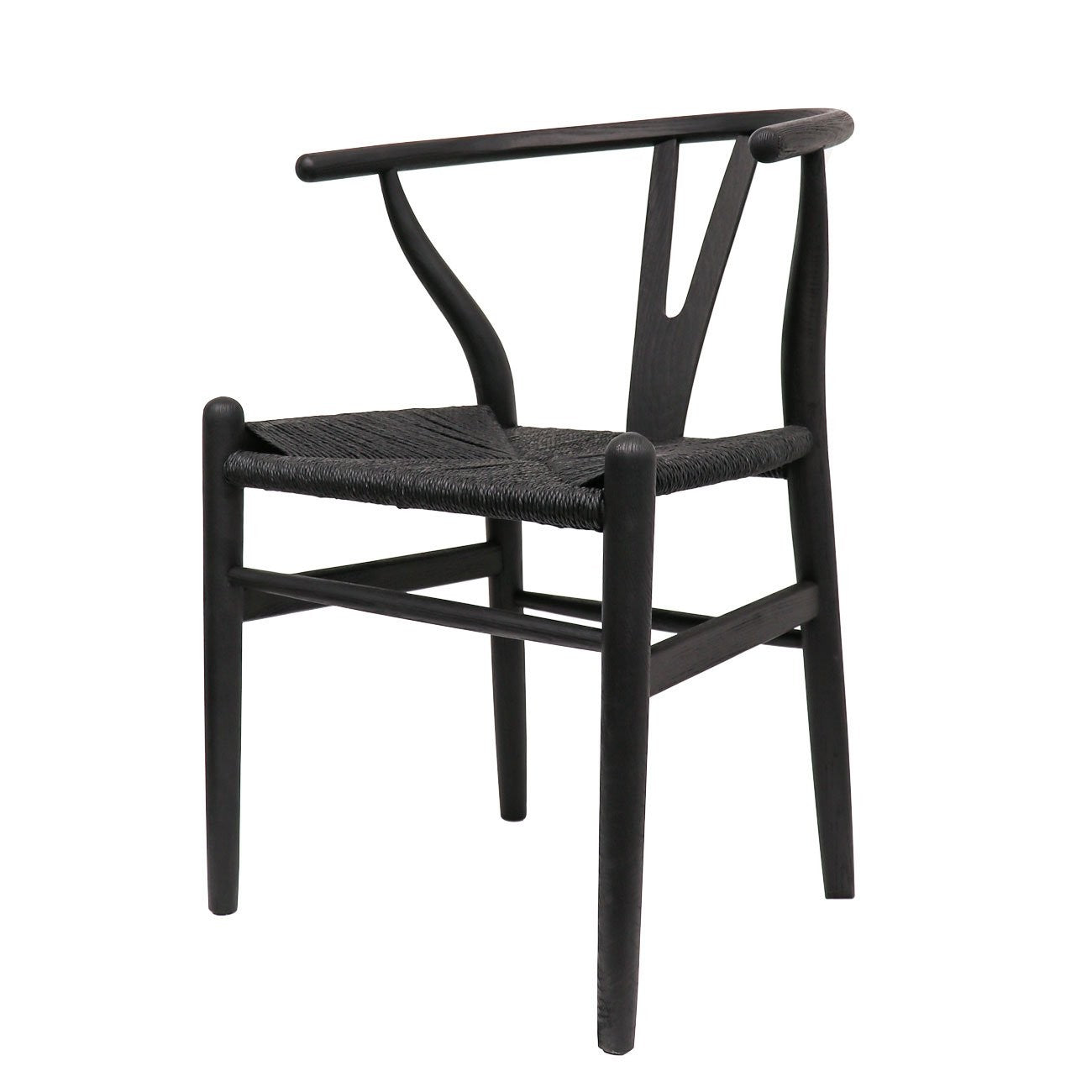 Black wood dining chair rattan seat