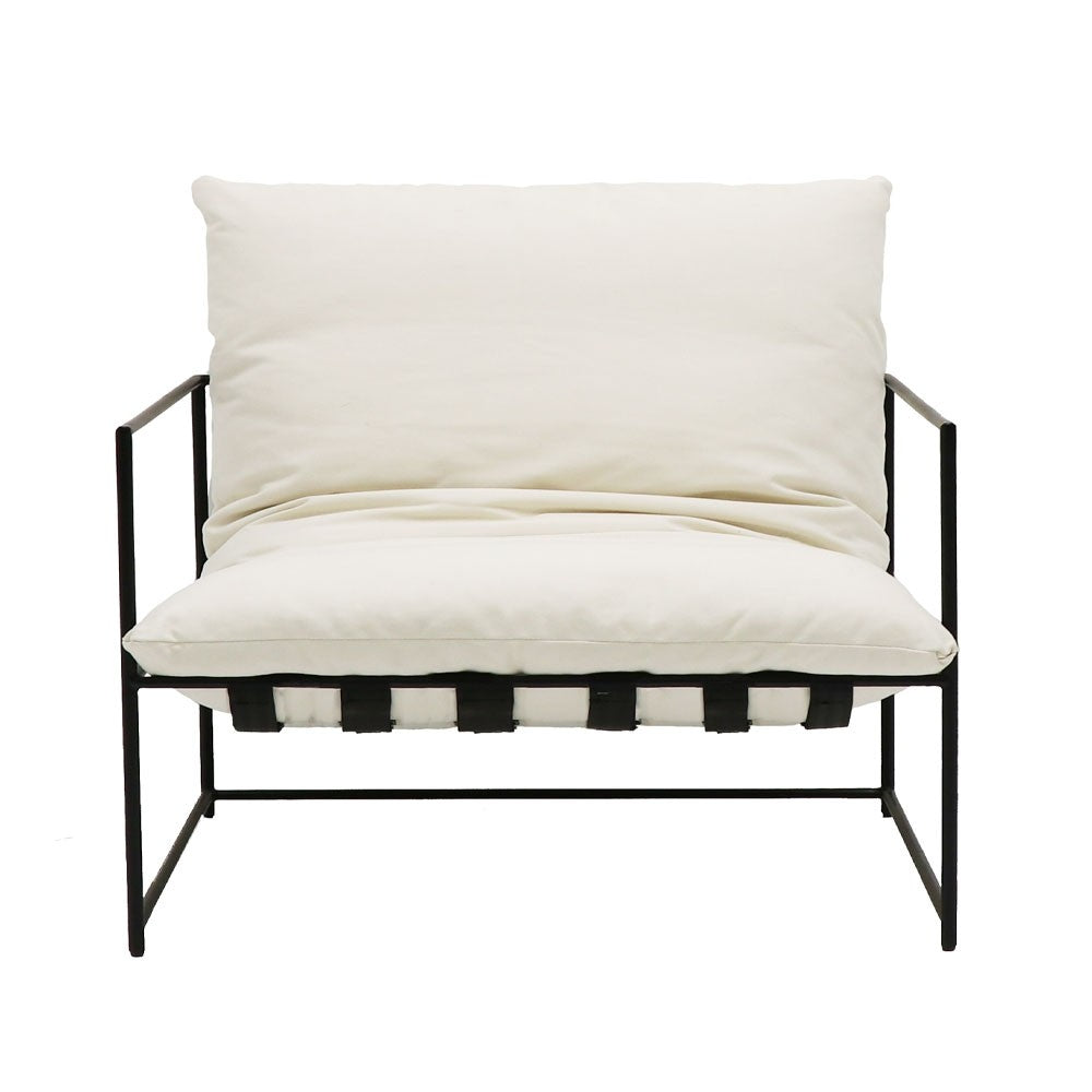 armchair cream with black steel legs