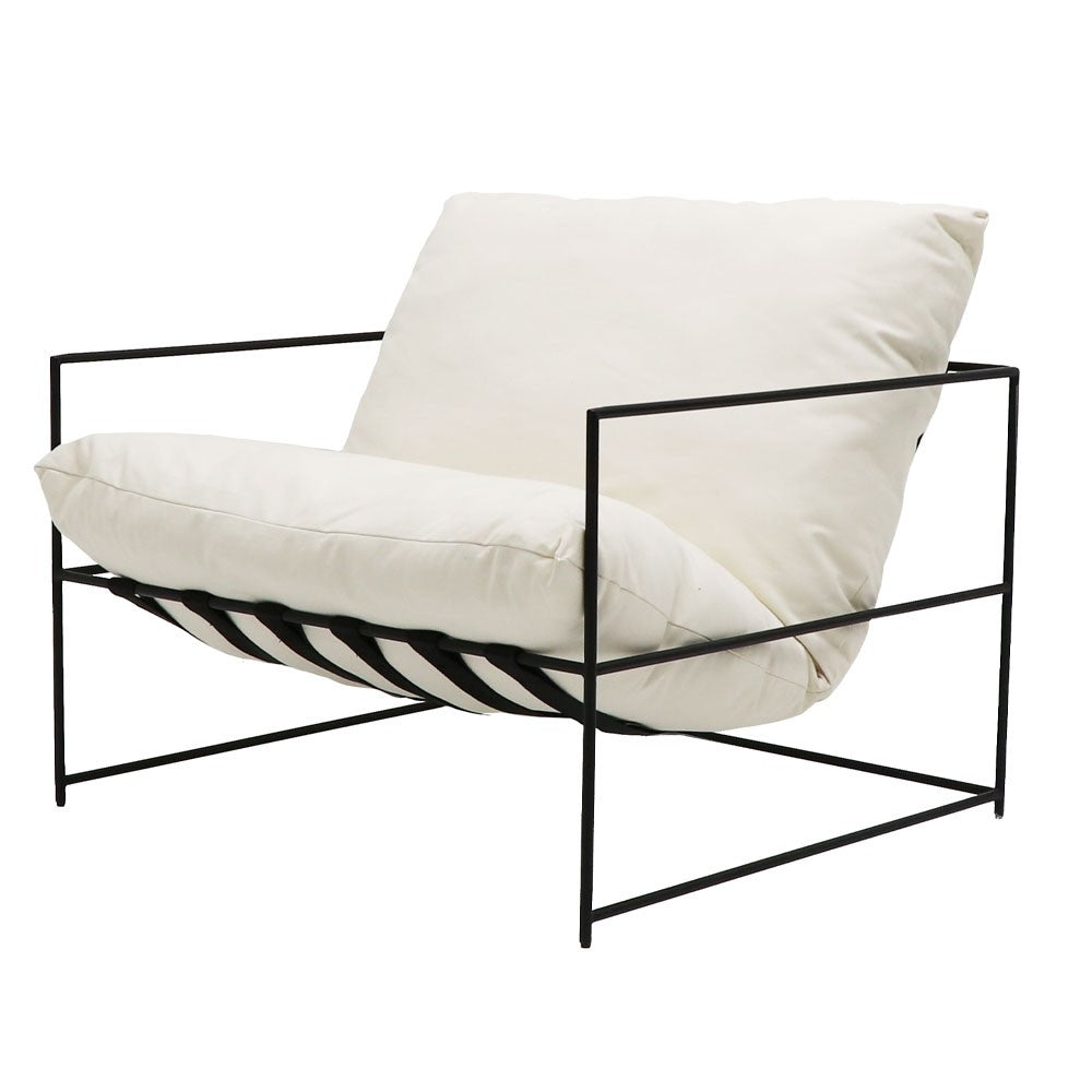 armchair white black steel