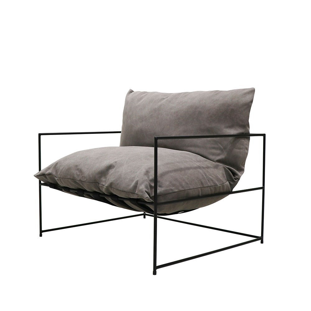 grey armchair black steel legs