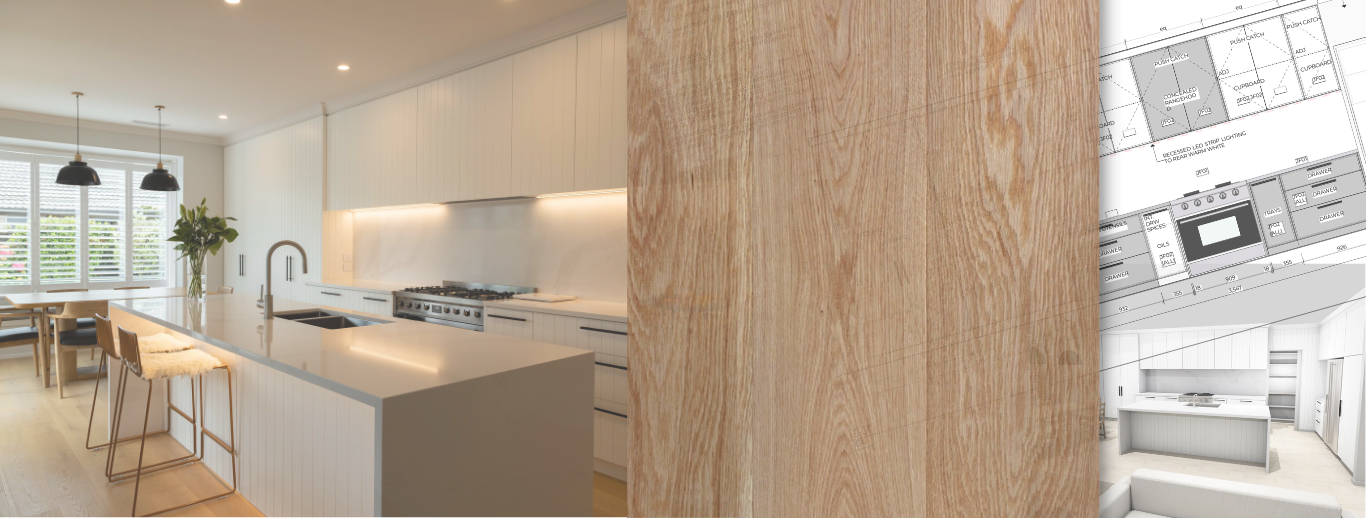 kitchen  timber white panelling drawings