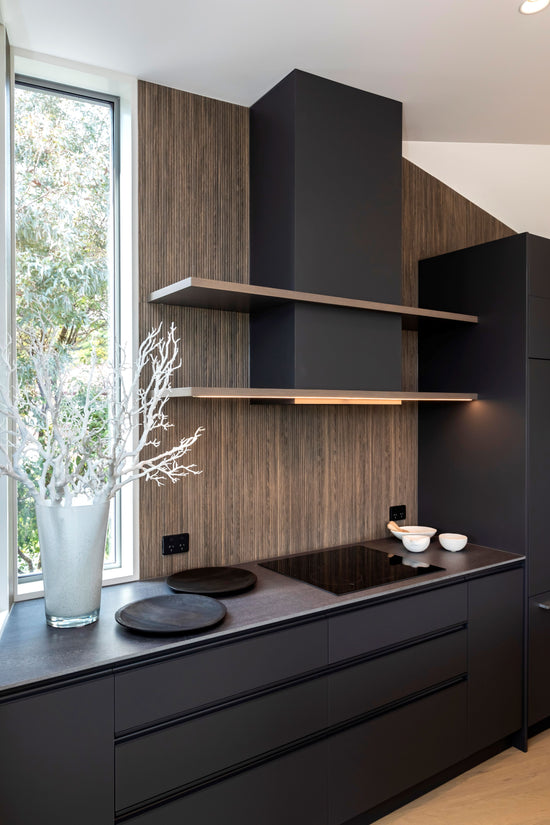 kitchen extraction built in dark cupboards feature tile