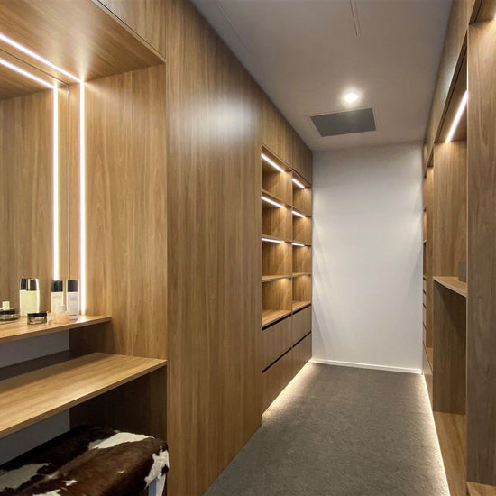 wood melamine wardrobe with led lighting