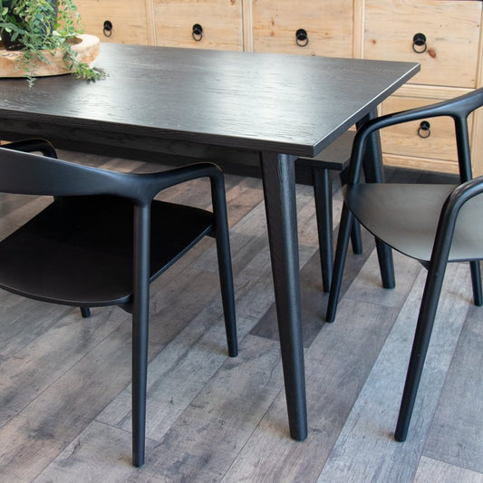 VAASA OAK DINING TABLE MATTE BLACK : 1500x850x760mm